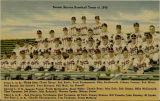 1948 Boston Braves Baseball Team   GREAT SPORTS LINEN  