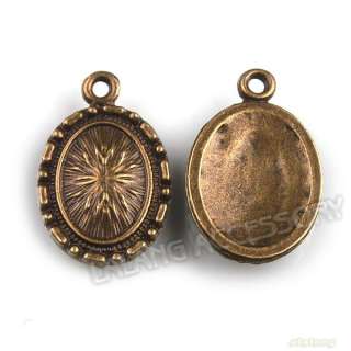   Vintage Bronze Pendant Findings Tag Oval Bank Blank Charms 25mm  
