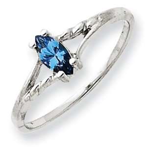  Blue Topaz Birthstone Ring in 14k White Gold Jewelry