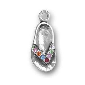  .925 Sterling Silver Bedazzled Flip Flop Charm   Summer 