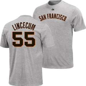 San Francisco Giants Tim Lincecum #55 Road Name & Number T Shirt (Gray 