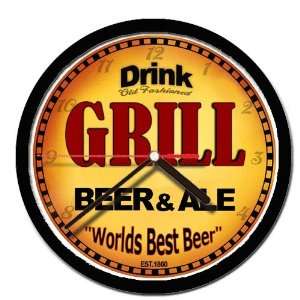GRILL beer and ale cerveza wall clock