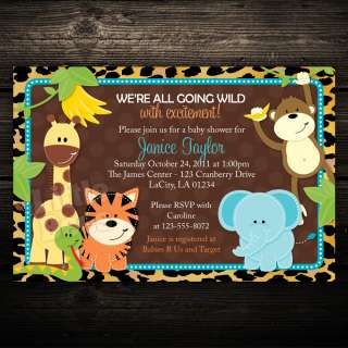   Print Jungle Safari Friends Baby Shower or Birthday Invitations  