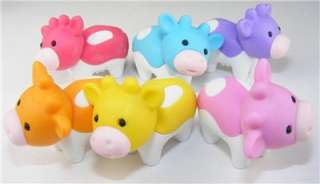 IWAKO Japanese Puzzle Erasers 6 Cute Colored Cows  