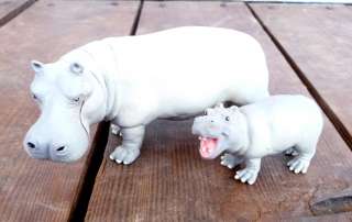 Mother and Baby Hippo Hippopotamus Resin Figurine Statues  