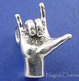 Sterling Silver .925 I LOVE YOU Sign Language 3D Charm Pendant  