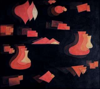   Painted Oil Painting Repro Paul Klee Bach Fugue in Red, 1921  