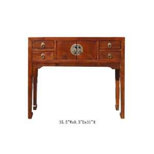    Chinese Narrow Brown Moon Face Console Altar Table