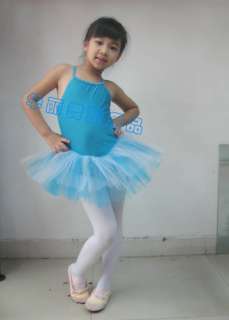 NWT Girls Leotard Dance Ballet Tutu Dress SZ 7 8 Blue  