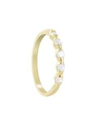 18 KT Gold Layered over Sterling Silver 2mm Band 5 Stone CZ Ring Size 