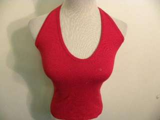 TOCCA Red Silk/Cashmere Cutout Halter Top S/M  