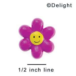  3978 tlf   Pink Daisy Smiley Face   Flat Back Resin 