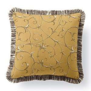   Camille Scroll Tan with Fringe   24 sq.   Frontgate