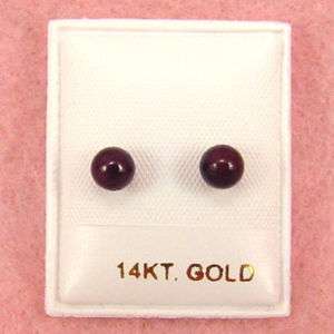 14K Gold   5mm Garnet Ball Earrings (GE286)  