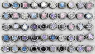 FREE wholesale lots 20pcs mixed stainless steel CZ rhinestone finger 