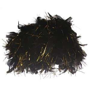  Black Feather Wig with Gold Tinsel 