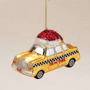  Pack of 6 New York City Yellow Taxi Cab Blown Glass 