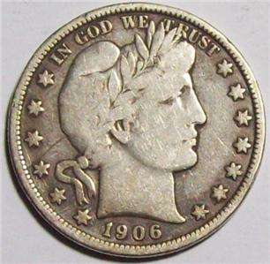 1906 D BARBER HALF DOLLAR Silver ~ VERY NICE FINE+ ~ U.S.COIN  