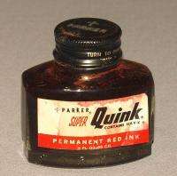 Vintage Super Quink Parker Red Ink Full Bottle w/ Box  