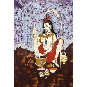  Shiva Prepares Bhang (Cannabis)   Batik Painting On Cotton 