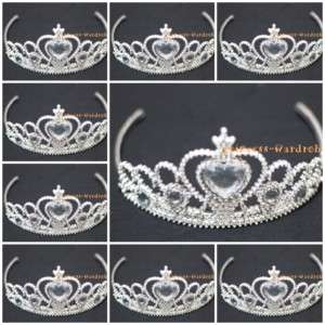 LOT 9 WHITE Crystal Princess Cinderella Tiara Crowns  