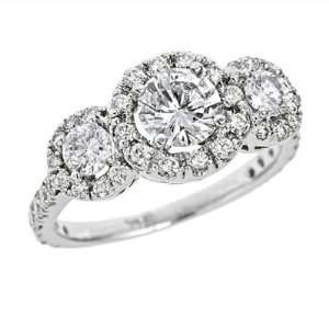 3 Three Stone Round Brilliant Cut Diamond Engagement Ring (1 3 