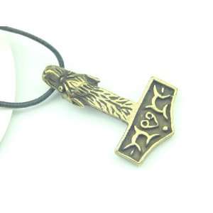 Thors Hammer Necklace Pewter with Bronze Patina Pendant Viking Norse 