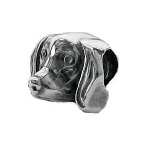   Silver Dachshund Dog Face Charm. 