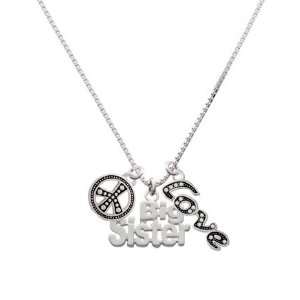  Silver Big Sister, Peace, Love Charm Necklace [Jewelry 