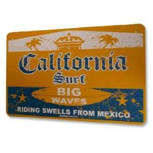  California Surf Big Waves Aluminum Sign in Orange 