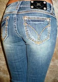 Miss Me Jean Vintage Blue CROSS STITCH Pocket BOOT CUT  