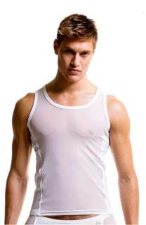 Men N2N Bodywear R9 SHEER TANK Sports Mesh Vest   White  