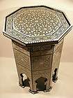 Egyptian Moroccan Vintage Mother of Pearl Mosaic Wood Coffee Table