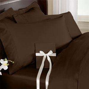 550TC 2 pairs (4pc) Solid Chocolate King Pillowcases 100% 