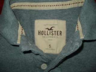 HOLLISTER mens S gray short sleeve polo shirt C37  