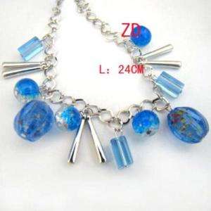 A0196 Blue glass Pumpkin beads Crystal Anklet Bracelet  