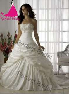   Wedding Dress Bridal Gown Bride Party Taffeta Prom Ball Applique New