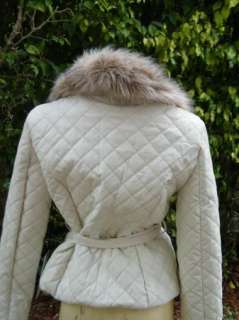 BEBE JACKET coat reversible drape fur BONE 187222 XS S M L  