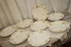 Theodore Haviland French Limoges Dinner Plates Pink Wildflowers Gold 