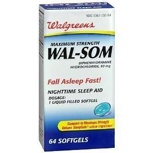   Wal Som Nighttime Sleep Aid Softgels, 64 ea 