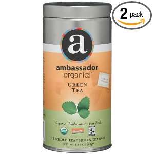 Ambassador Organics Biodynamic Green Tea, 15 Count, 1.45 Ounce Tins 