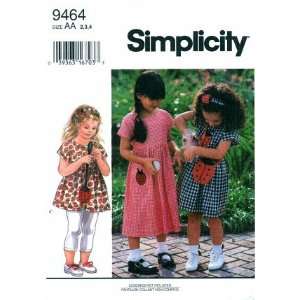  Simplicity 9464 Sewing Pattern Girls Dress or Top Purse 