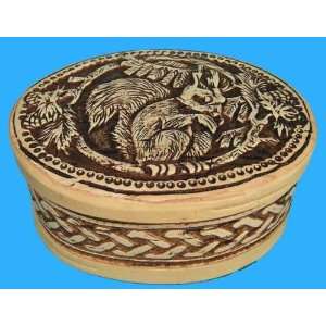 Russian Art Birch Bark Animal Trinket Jewelry Box * Squirrel * #04