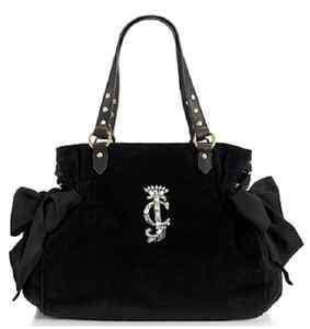 JUICY COUTURE High Drama Velour Ms. Daydreamer LARGE Bag BLACK NEW 