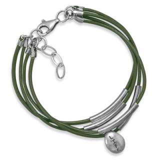 Multistrand Leather Bracelet with Charm Sterling Silver Sister 