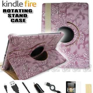 For Kindle Fire PU Leather Case Cover/Stylus/Car Charger/USB Cable 