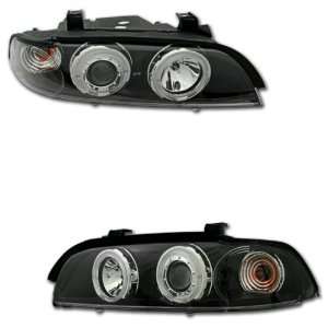 BMW 5 Series Headlights Projector Head Lights Black Clear Halo Amber 