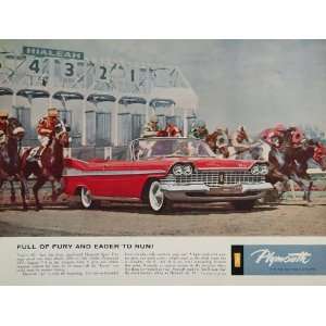  1959 Ad Plymouth Sport Fury Hialeah Horse Race Track 