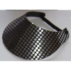   Visors   Black and Silver Bling   Silver Sequins on Black Lace Fabric