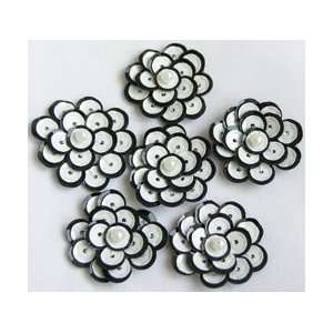  Creative Charms Sequined Flower 6/Pkg Black; 3 Items/Order 